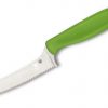 Spyderco Z-Cut Blunt Tip Kitchen Knife CK13SGN, 4.30" CTS BD1N Serrated Blade, Green Polypropylene Handle