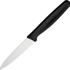 Victorinox, Paring Knife, 3 1/4" Stainless Spear Point Blade, Wavy Edge, Black Nylon Handles