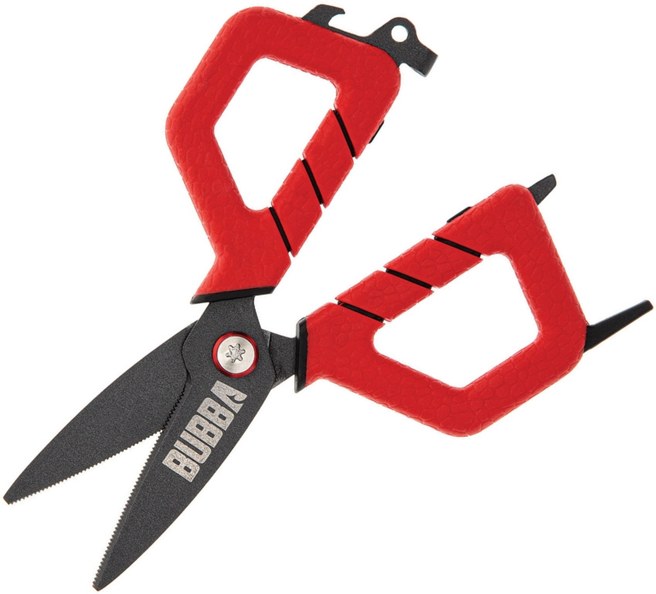 Bubba Blade Small Fishing Shears, 1099913, 6" Overall, Red TPR Handles 1 Bubba Blade Small Fishing Shears, 1099913, 6" Overall, Red TPR Handles