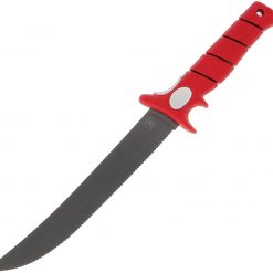 Bubba Blade Flex Fillet Knife, 1112553, 9" Black Serrated Blade, Red TPR Handle, Black Nylon Sheath