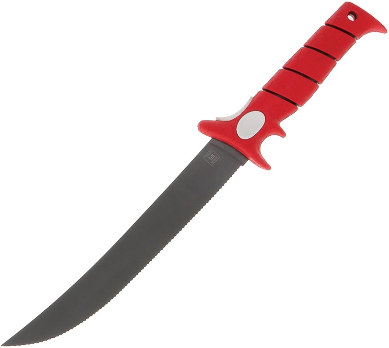 Bubba Blade Flex Fillet Knife, 1112553, 9" Black Serrated Blade, Red TPR Handle, Black Nylon Sheath 1 Bubba Blade Flex Fillet Knife, 1112553, 9" Black Serrated Blade, Red TPR Handle, Black Nylon Sheath
