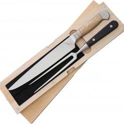 Ferrum Estate 2pc Carving Set, 13.63" Length w/9.0" American Steel Blade, Maple Wood Handle