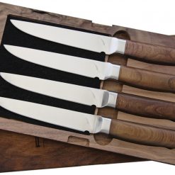Ferrum Reserve 4pc Steak Set, 5" American Steel Full Tang Blades, Black Walnut Handle