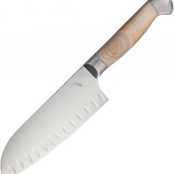 Ferrum Estate 7" Santoku Knife, High Carbon Steel , Reclaimed Maple Wood Handle