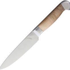 Ferrum Estate 5" Dual Edge Utility Knife, High Carbon Steel , Reclaimed Maple Wood Handle