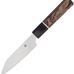 Spyderco Itamae Petty Paring Knife K15GPBNBK, 4.5" SUS410 Satin Plain Blade, Burl G-10 Handle