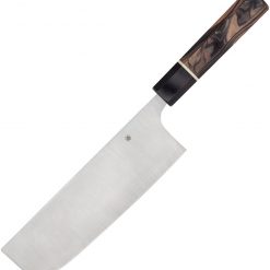Spyderco Itamae Nakiri Cleaver Knife K17GPBNBK, 7.2" SUS410 Satin Plain Blade, Burl G-10 Handle