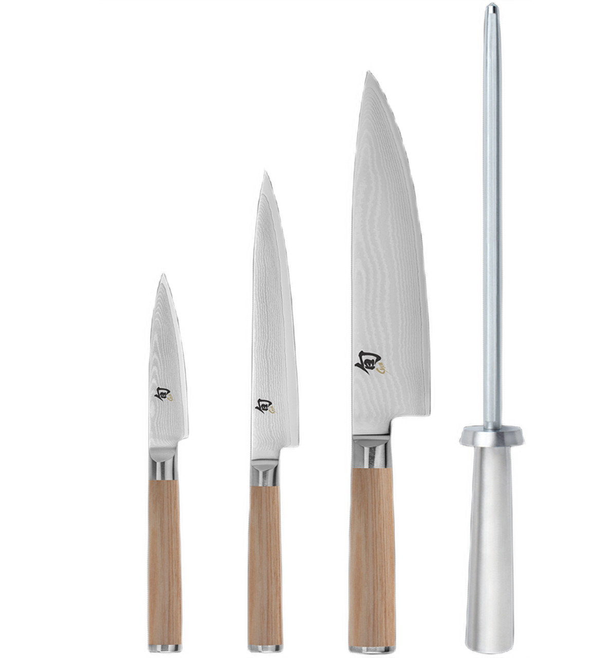 Shun Classic Blonde Starter Block Set (5 pcs) - PakkaWood (VG-MAX and Damascus) DMS0540W 2 Shun Classic Blonde Starter Block Set (5 pcs) - PakkaWood (VG-MAX and Damascus) DMS0540W - Image 2