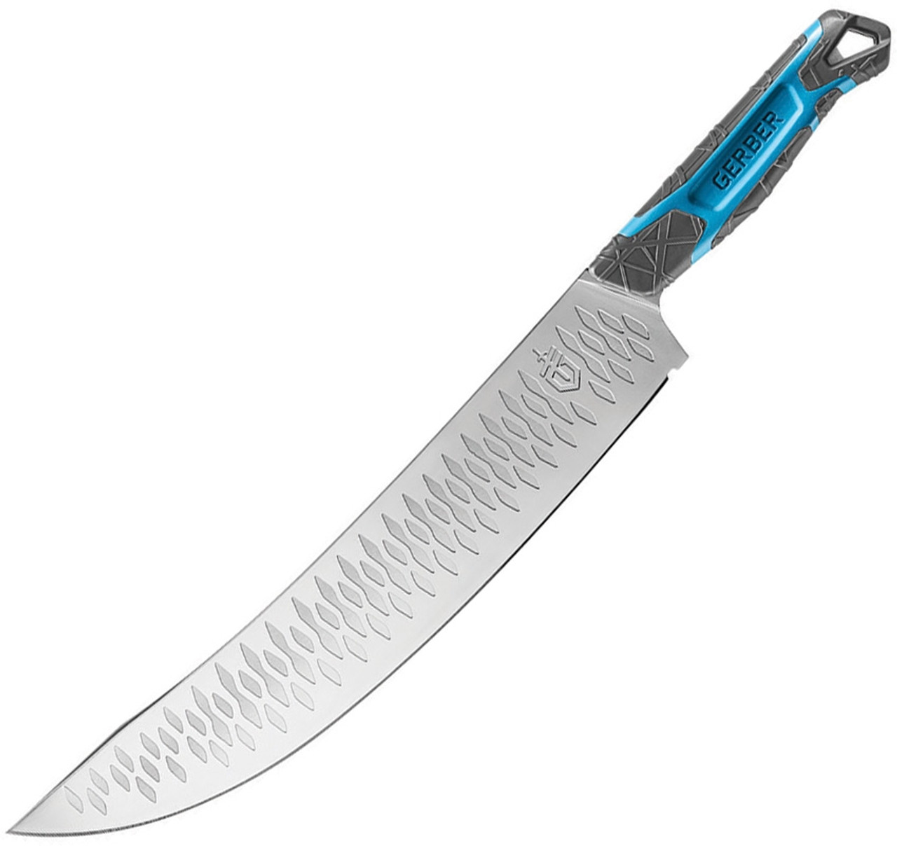 Gerber Rigor 31-003865, 11" 9CR Scimitar-Style Plain Blade, Cyan Hydrotread Grip Handle 1 Gerber Rigor 31-003865, 11" 9CR Scimitar-Style Plain Blade, Cyan Hydrotread Grip Handle