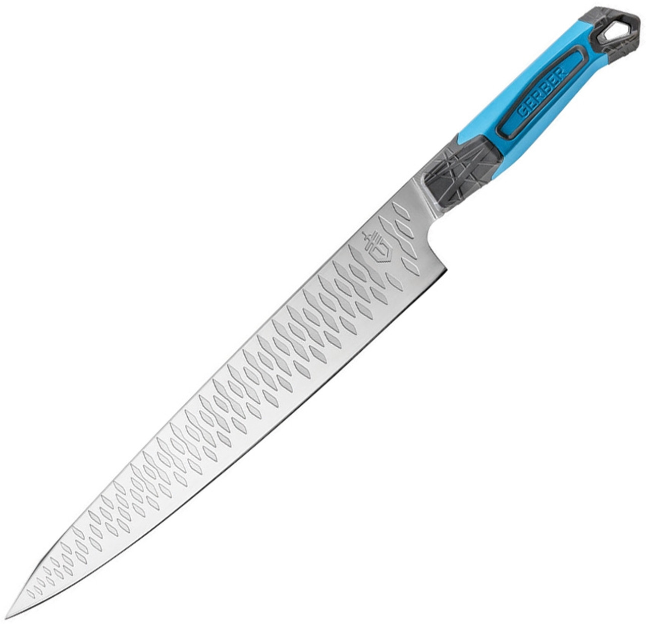 Gerber Sengyo 31-003866, 9.5" 9CR Plain Blade, Gray/Cyan Synthetic Hydrotread Gripped Handle 1 Gerber Sengyo 31-003866, 9.5" 9CR Plain Blade, Gray/Cyan Synthetic Hydrotread Gripped Handle
