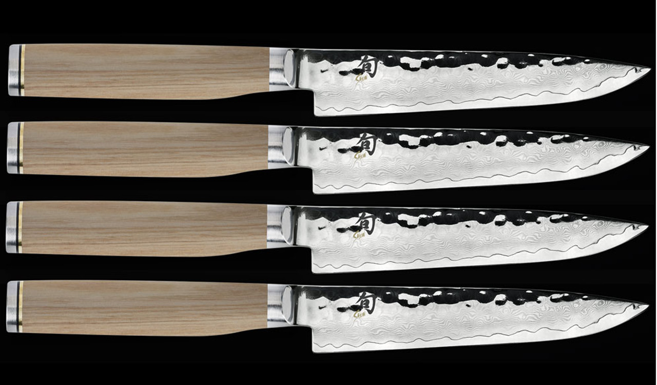 Shun Premier Blonde 4pc Steak Set - 5" VG-MAX Damascus - TDMS0400W 2 Shun Premier Blonde 4pc Steak Set - 5" VG-MAX Damascus - TDMS0400W - Image 2
