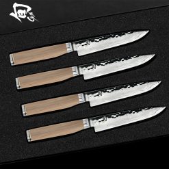 Shun Premier Blonde 4pc Steak Set - 5" VG-MAX Damascus - TDMS0400W