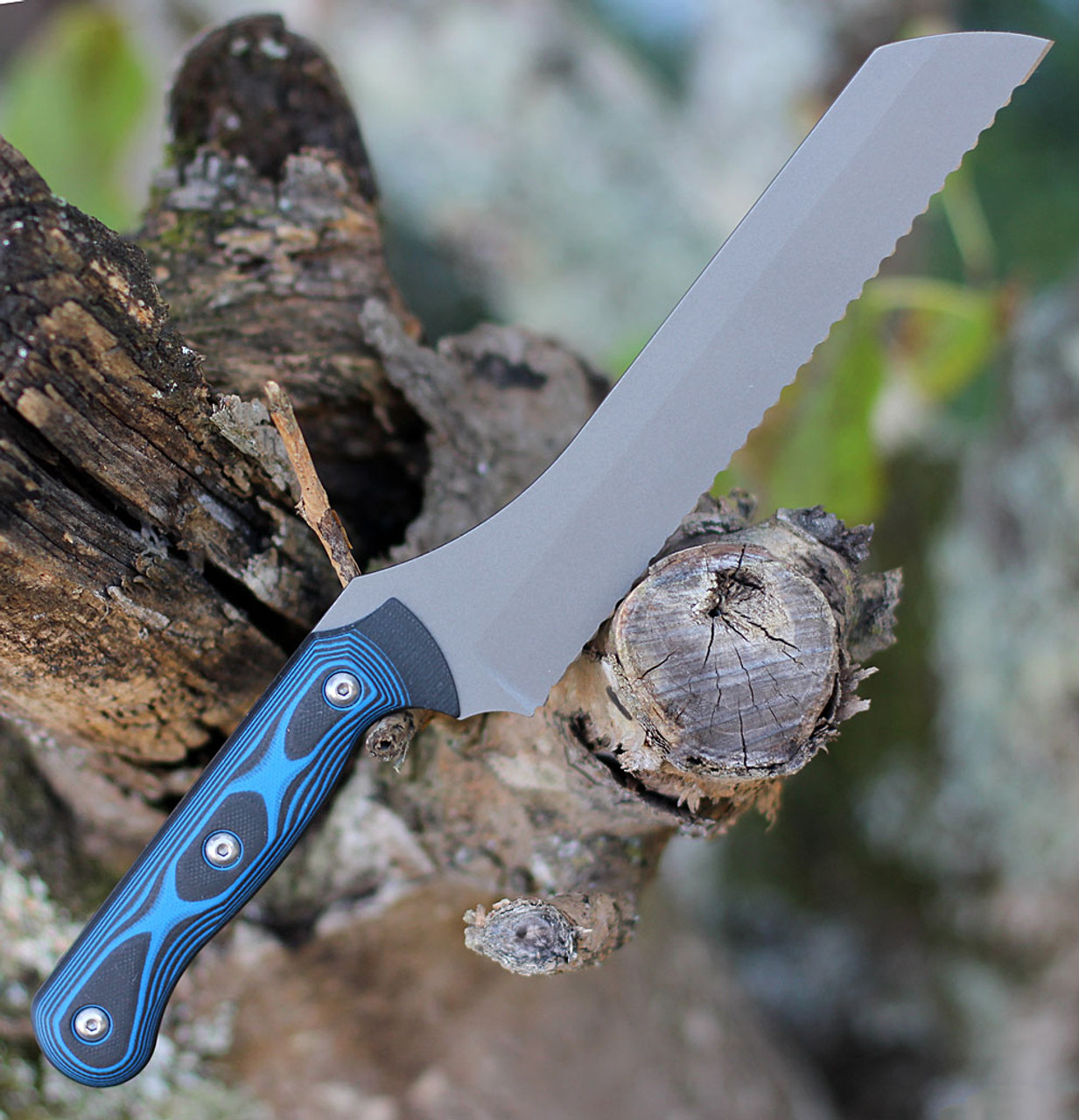 TOPS Knives Dicer 7 Bread Knife - Blk/Blue G10 (7.6" CPM S35VN Tumbled) DCR7-01 2 TOPS Knives Dicer 7 Bread Knife - Blk/Blue G10 (7.6" CPM S35VN Tumbled) DCR7-01 - Image 2