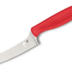 Spyderco Z-Cut Pointed Kitchen Knife CK14PRD, 4.40" CTS BD1N Plain Blade, Red Polypropylene Handle