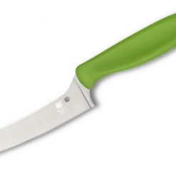 Spyderco Z-Cut Pointed Kitchen Knife CK14PGN, 4.40" CTS BD1N Plain Blade, Green Polypropylene Handle