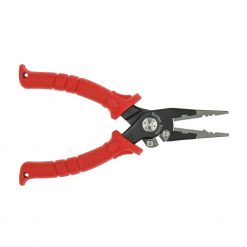 Bubba Fishing Plier 1FP, 7.5" Overall Length, Red TPR Handle, Black Nylon Sheath