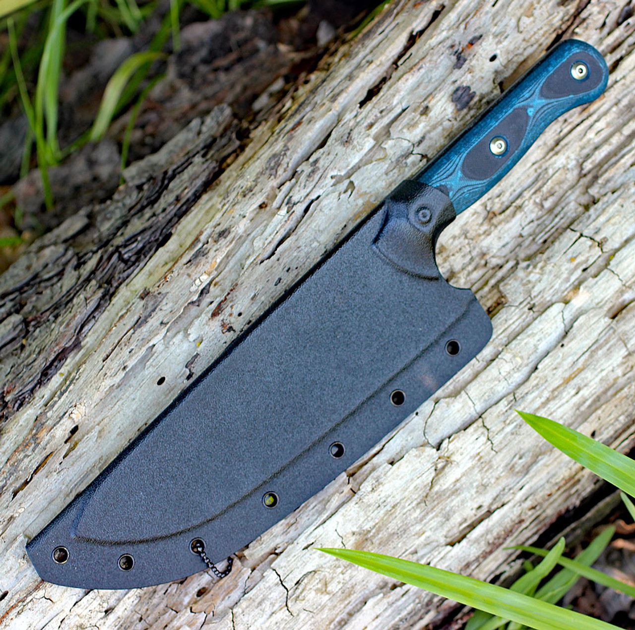 TOPS Knives Dicer 8 Chef Knife DCR8-01, 7.75" CPM S35VN Plain Blade, Black Canvas Micarta/Blue-Black G10 Handle 3 TOPS Knives Dicer 8 Chef Knife DCR8-01, 7.75" CPM S35VN Plain Blade, Black Canvas Micarta/Blue-Black G10 Handle - Image 3