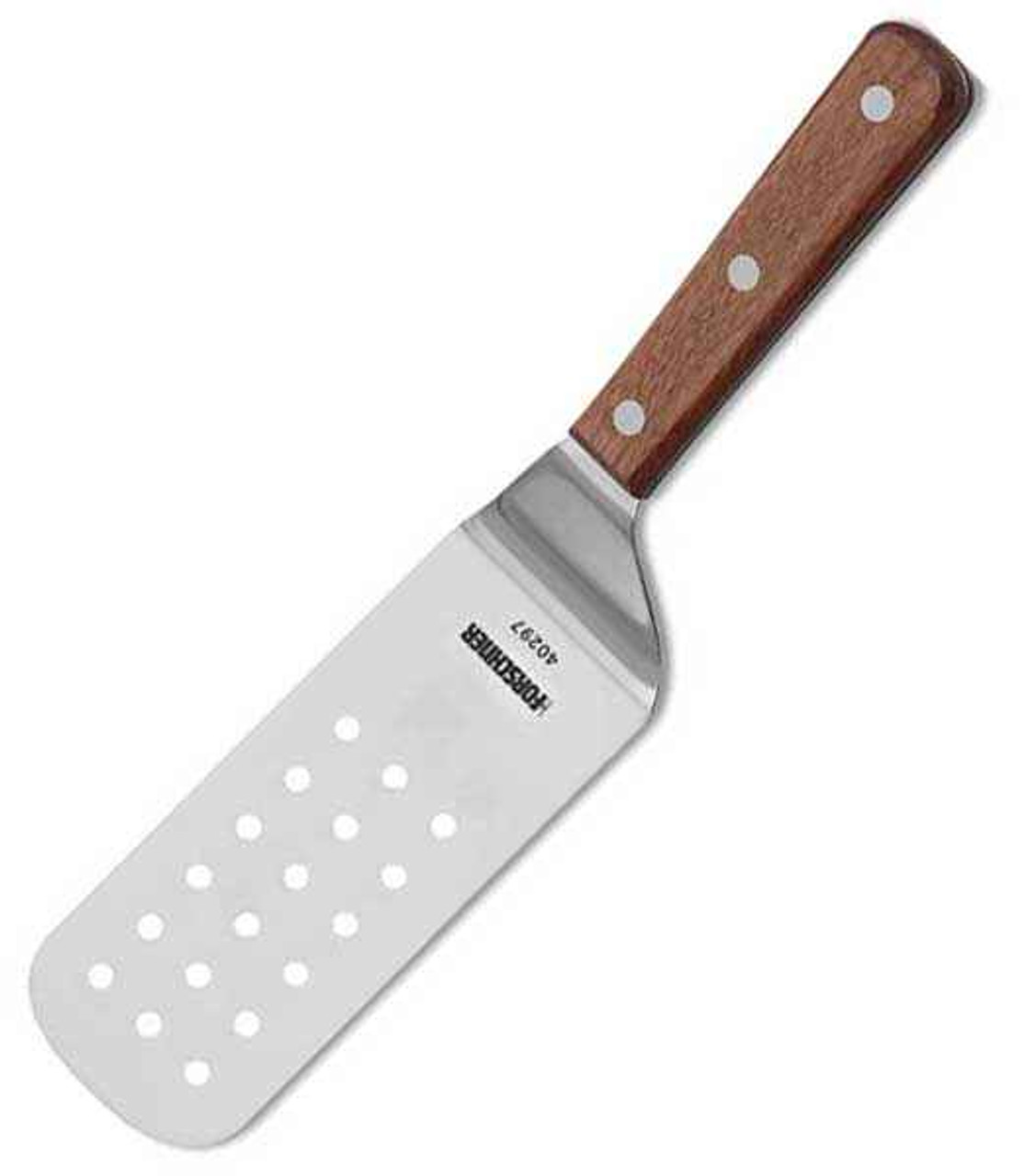 Forschner 3" x 8" Perforated Turner - with hang tag, Walnut Handle 1 Forschner 3" x 8" Perforated Turner - with hang tag, Walnut Handle