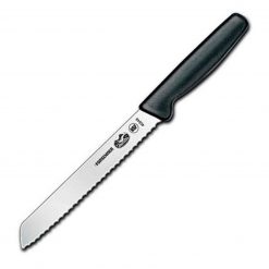 Forschner Bread, 7" Wavy, Slant Tip, 1 1/2" at Black Fibrox Handle
