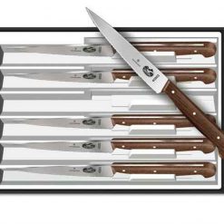 Forschner 6 Piece Steak Set, Spear Tip, Wavy Edge Blade, Rosewood Handles