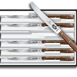Forschner 6 Piece Steak Set, Round Tip, Wavy Edge Blade, Rosewood Handles