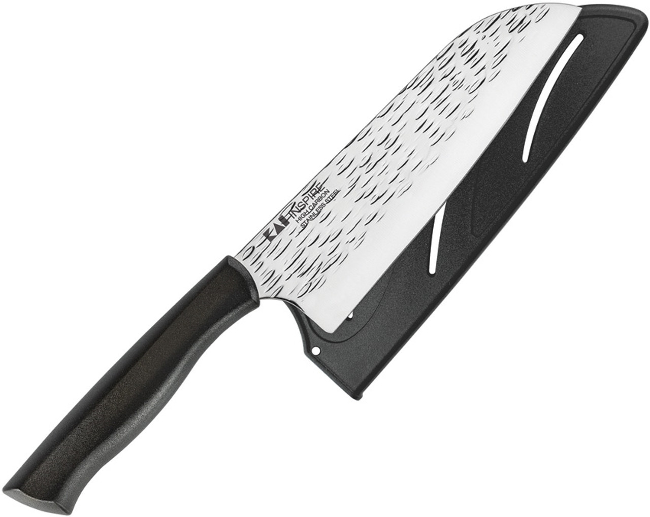 Kershaw Inspire Santoku, 6.75" Hammered 4116 Stainless Blade, Black Synthetic Handle 1 Kershaw Inspire Santoku, 6.75" Hammered 4116 Stainless Blade, Black Synthetic Handle