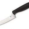 Spyderco Z-Cut Blunt Tip Kitchen Knife CK13SBK, 4.30" CTS BD1N Serrated Blade, Black Polypropylene Handle