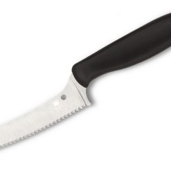Spyderco Z-Cut Blunt Tip Kitchen Knife CK13SBK, 4.30" CTS BD1N Serrated Blade, Black Polypropylene Handle